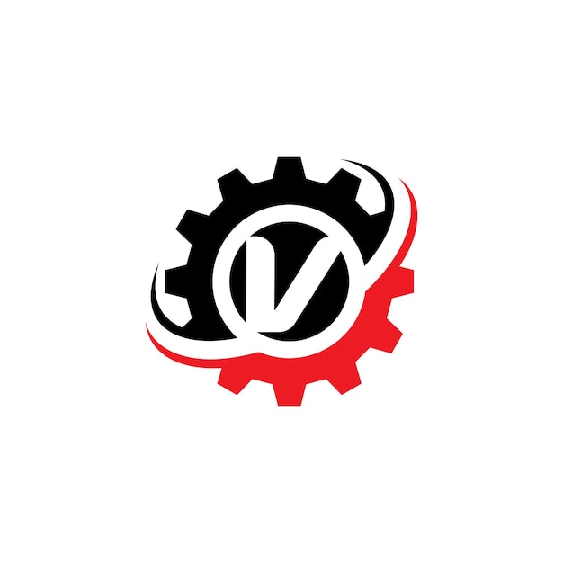 Letter V Gear Logo Design Template