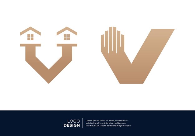 Vector letter v gebouw onroerend goed logo ontwerp collectie