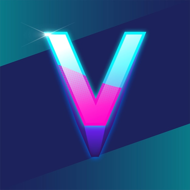 Vector letter v glow logo