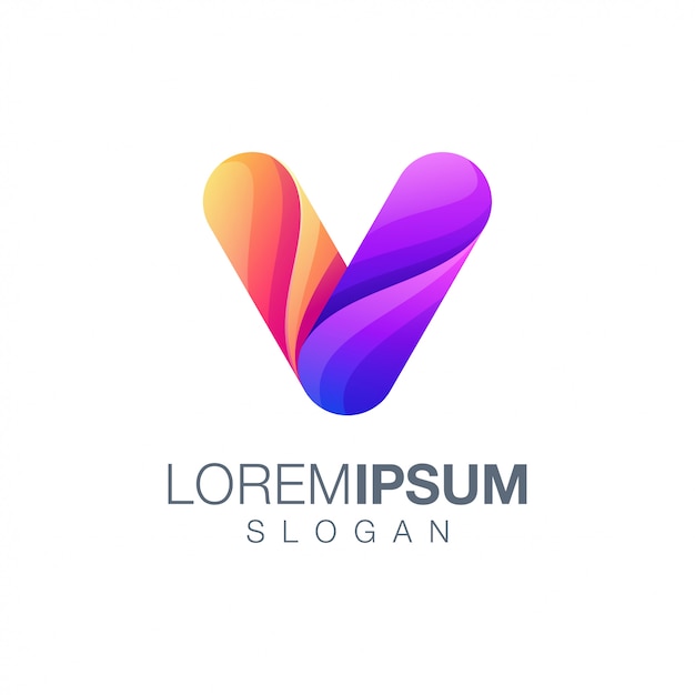 Letter v gradient color logo template