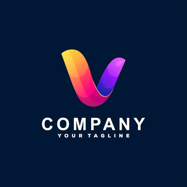 편지 V 그라데이션 로고 디자인