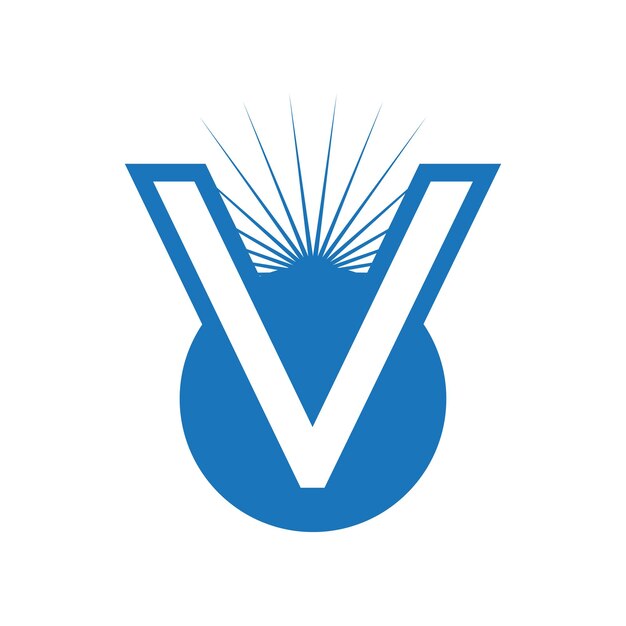 Letter v and light illustration logo