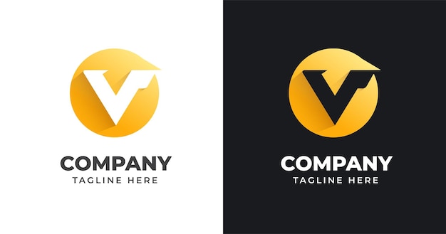 Letter V logo design template with circle shape style