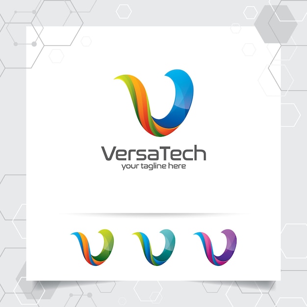 Letter V logo design vector with concept of colorful modern style