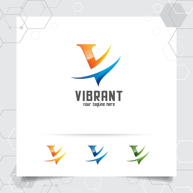 Letter V logo design vector with concept of colorful modern style