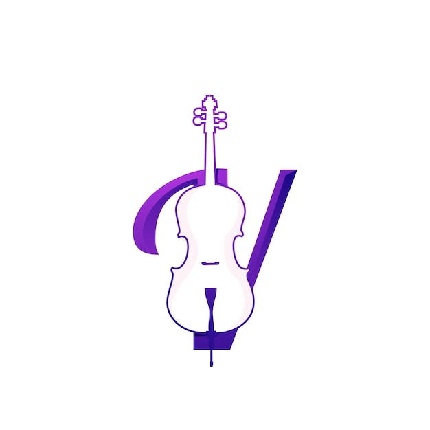 Vettore lettera v logo design violino