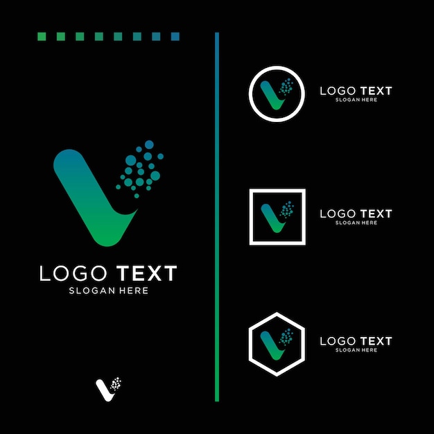 Elementi del modello di disegno dell'icona del logo della lettera v