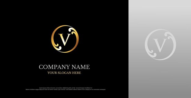 Letter V-logo met luxe ornament