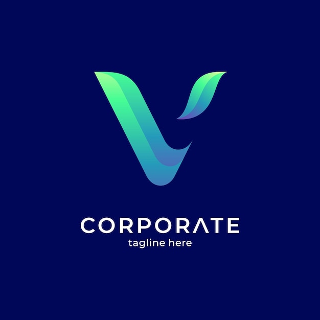 letter V-logo met natuurlijke bladvorm