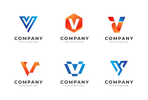 Letter V logo ontwerpsjabloon collectie