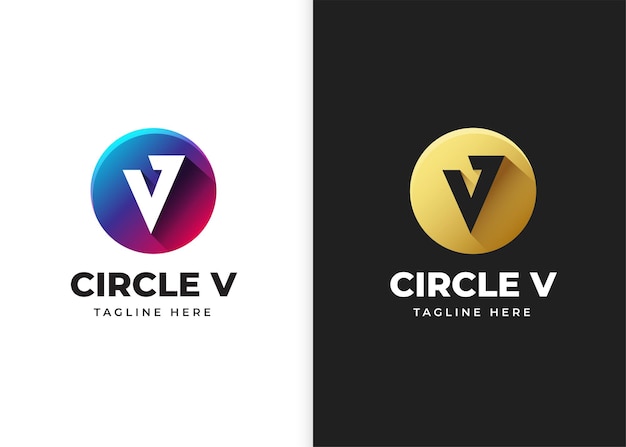 Letter V logo vector illustration with circle shape design