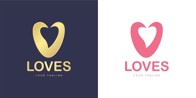 Letter v logo with love icon