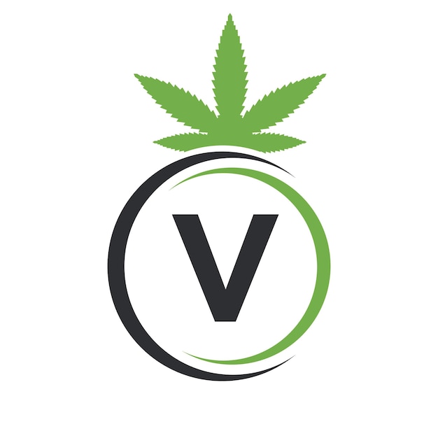 Vector letter v marijuana logo cannabis logo sign