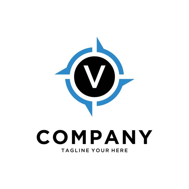 letter V met Creative Compass Concept Logo Design Template Compass logo teken symbool