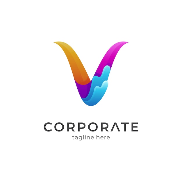 Letter V met golf logo concept