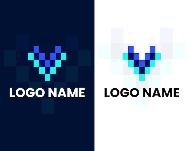 letter v met tech logo ontwerpsjabloon
