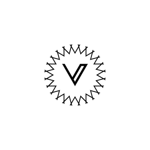 Letter v minimalistisch logo-ontwerp met cirkelvorm