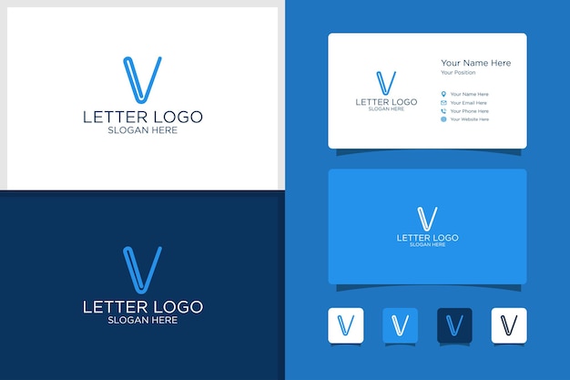 Letter V ontwerp logo en visitekaartje sjabloon premium vector