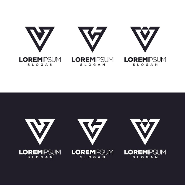 Vettore lettera v set logo design