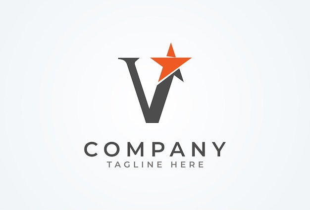 文字 V 星のロゴ デザイン文字 V 星の組み合わせフラット デザインのロゴのテンプレート