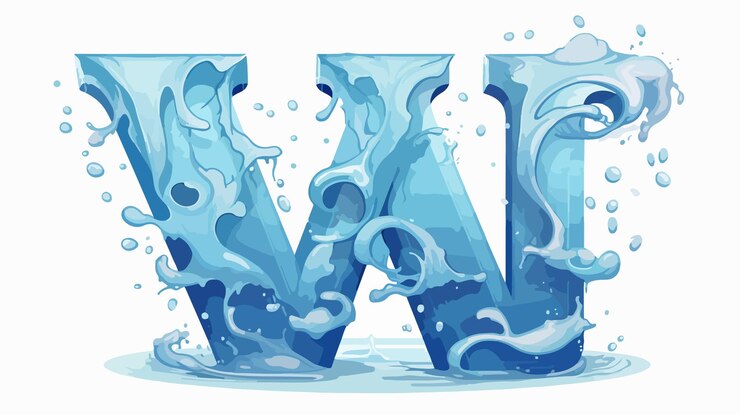 Vector a letter v that is made of water