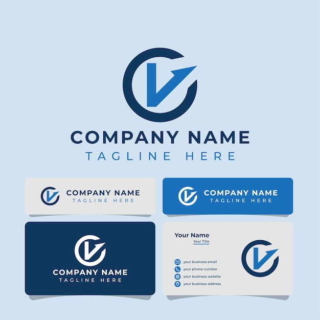 Premium Vector  Letter vl or vc monogram logo with business card design