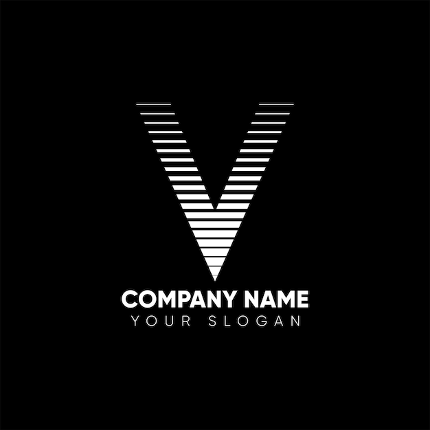 Letter v vv minimalist art monogram arrow shape logo, white color on black background