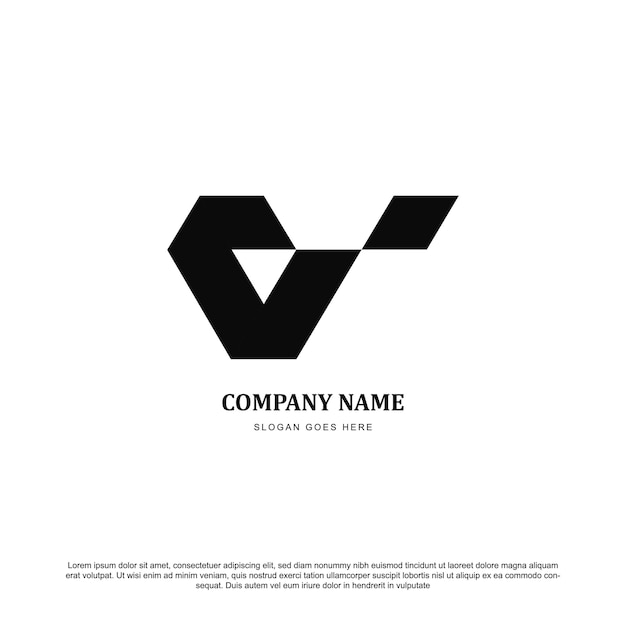 Lettera v vv design minimalista con logo a forma di freccia monogramma