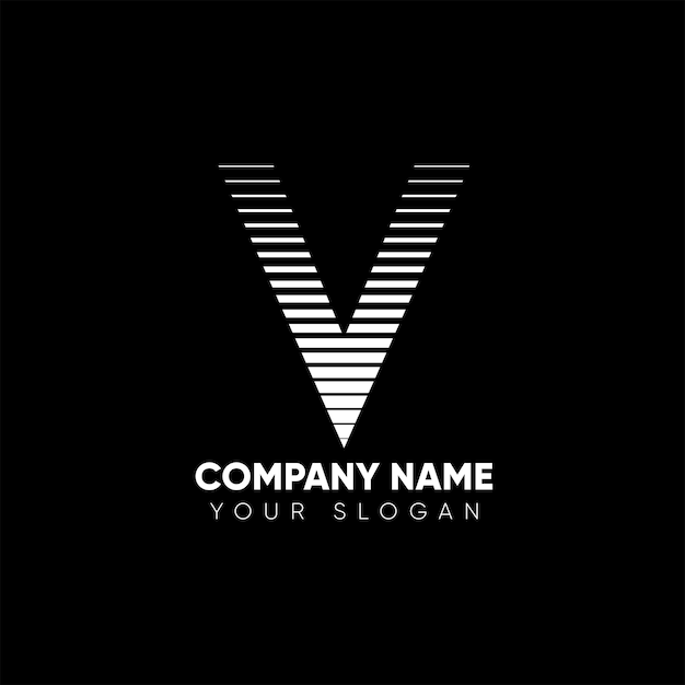 letter V VV minimalistische kunst monogram pijl vorm logo, witte kleur op zwarte achtergrond