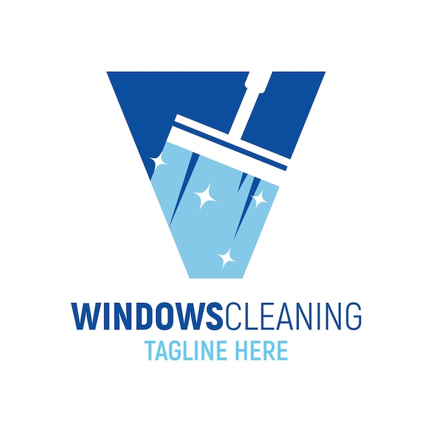 Letter V Window Cleaning Logo Design Template Inspiratie, Vector Illustratie.