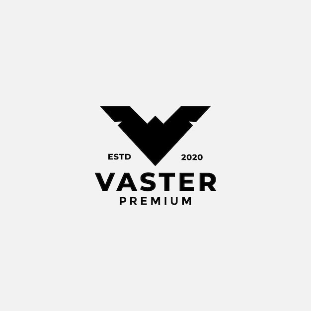 Letter V wing simple silhouette logo design vector