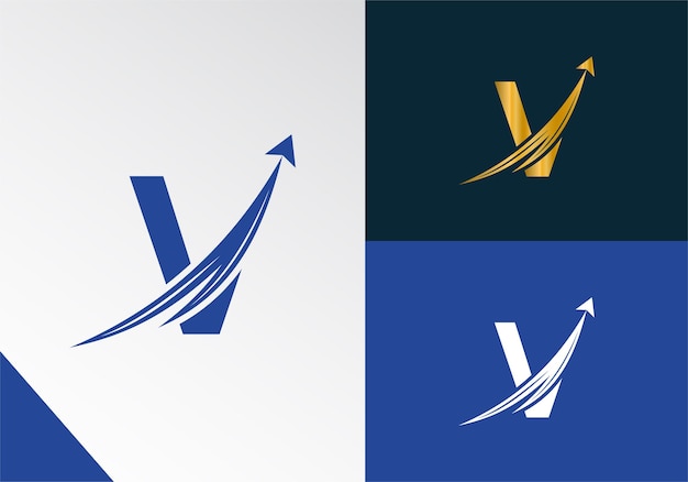 Letter V with Finance logo concept marketing and growth arrow financial business logo design