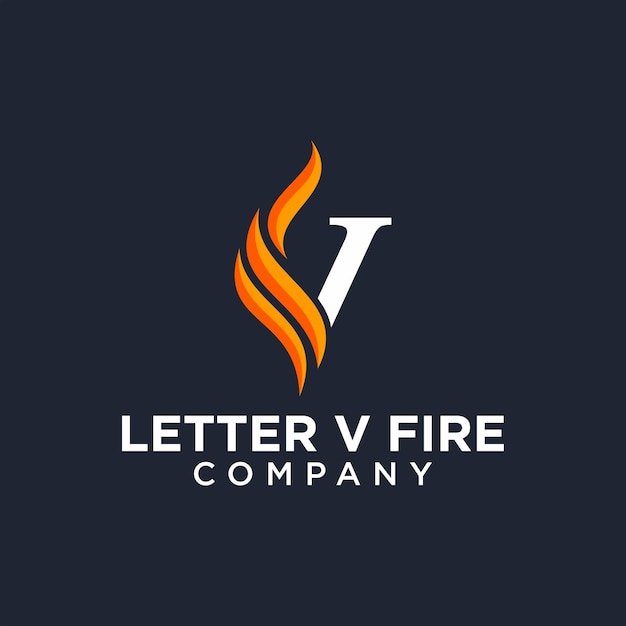 Vector letter v with fire logo idea