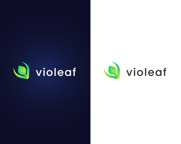 Letter v with leaf logo design template