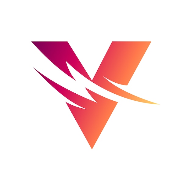 Letter V With Thunder Initial Logo