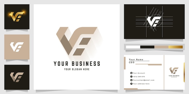 Letter ve of ne monogram logo met visitekaartje ontwerp