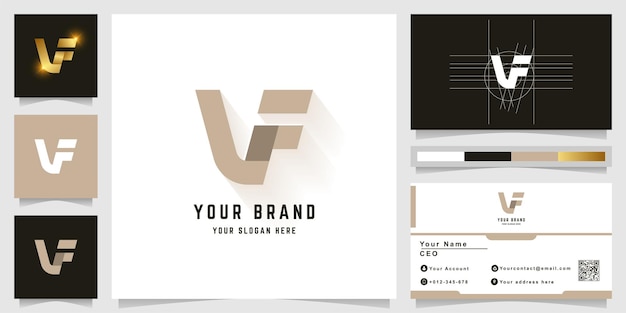 Letter VF of LF monogram logo met visitekaartje ontwerp