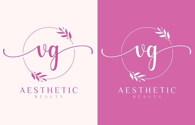 letter vg beauty logo with flourish ornament