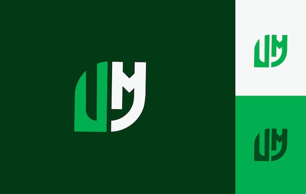 Vector letter vm monogram logo or um logo also a green and white logo with the letter vm on it