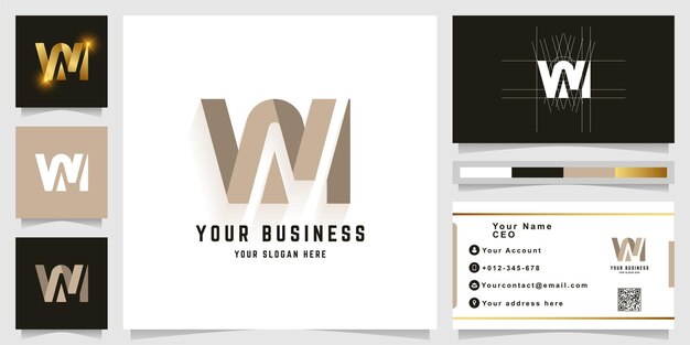 Letter VM or WM monogram logo with business card design