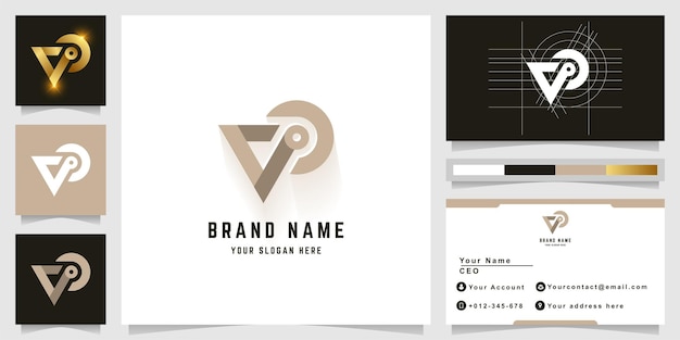 Letter VO or AP monogram logo with business card design