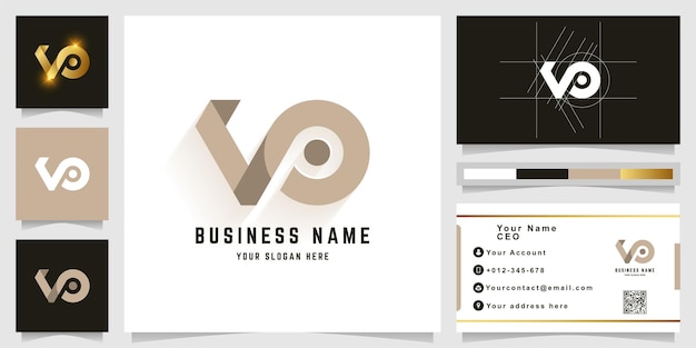 Letter VO or VP monogram logo with business card design