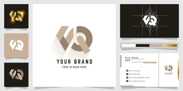 Letter VQ or NR monogram logo with business card design