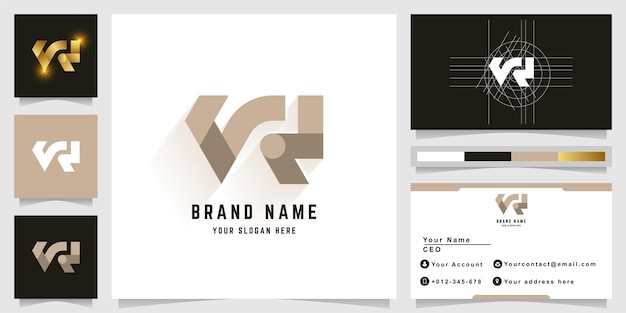 Letter VR or NR monogram logo with business card design