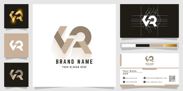 Letter VR or VAR monogram logo with business card design