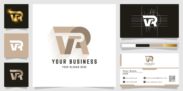 Letter VR or VAR monogram logo with business card design