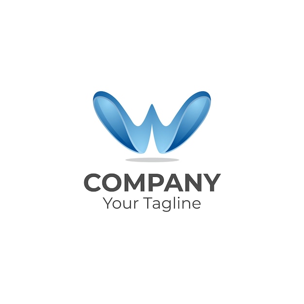 Буква W 3D логотип креативная концепция логотип шаблон