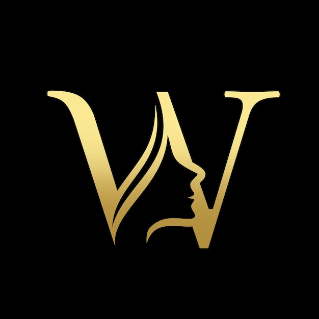 Letter W Beauty Women Face Logo Design