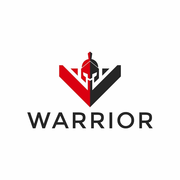 Letter W combine with knight warrior logo design