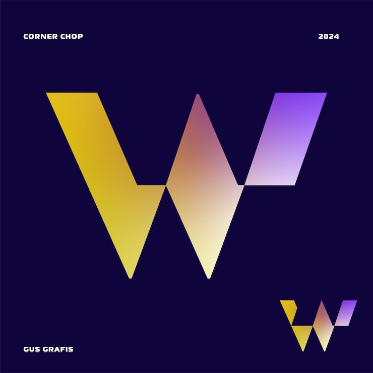 Vector letter w corner chop font sharp edges bold perfect for logos display design elements etc